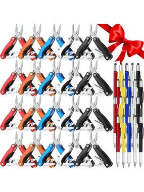 40 Pack Mini Multitool Set - Stainless Steel 6-in-1 Pliers & Pen Gifts for Men